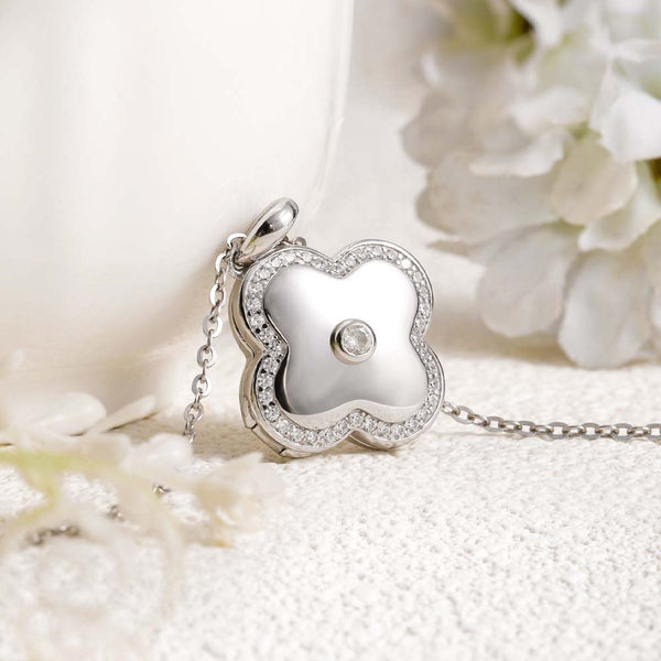【Waterproof】Personalized Photo Locket Necklace With Picture Inside - Clover