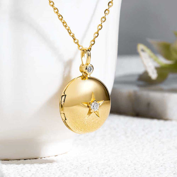 【Waterproof】Personalized Photo Locket Necklace With Picture Inside - Star