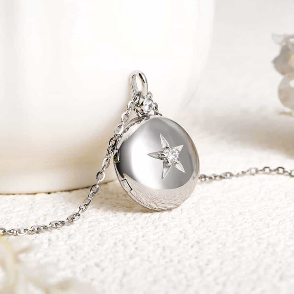 【Waterproof】Personalized Photo Locket Necklace With Picture Inside - Star